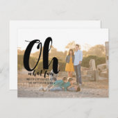 Black Oh What Fun Holiday Photo Briefkaart (Voorkant / Achterkant)