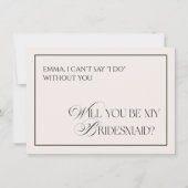 Black Old Money Will You Be My Bridesmaid Card Kaart (Voorkant)