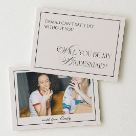 Black Old Money Will You Be My Bridesmaid Card Kaart