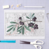 Black Olive Branch Map France Decoupage  Tissuepapier (Craft)
