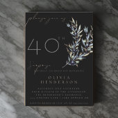 Black Olive Branch Verrassing Verjaardag Uitnodigi