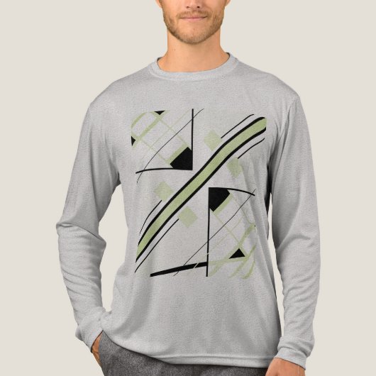 Black Olive Diagonal Stripe MCM-geïnspireerd Abstr Tri-Blend Shirt (Voorkant volledig)