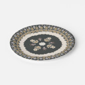 Black Olive Elegant Emblem Floral Papieren Bordje (Gekanteld)