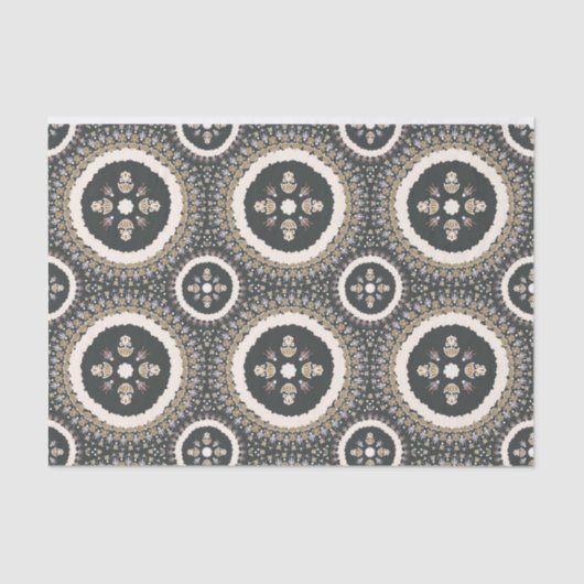 Black Olive Elegant Ornamental Floral Tissuepapier (Voorkant)