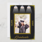 Black & Olive Green High School Foto Afstuderen Kaart (Voorkant)