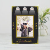 Black & Olive Green High School Foto Afstuderen Kaart (Staand voorkant)