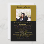Black & Olive Green High School Foto Afstuderen Kaart (Achterkant)