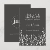 Black Olive · Rustieke Wildflower bruiloft Save The Date (Voorkant / Achterkant)