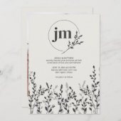 Black Olive · Rustieke Wildflower Foto Bruiloft Kaart (Voorkant / Achterkant)