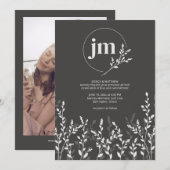 Black Olive · Rustieke Wildflower Foto Bruiloft Kaart (Voorkant / Achterkant)