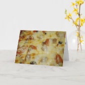 "Black Olive Tomato & SaUSE Pizza" Birthday Kaart (Gele Bloem)