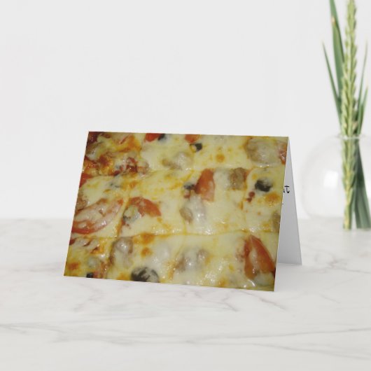"Black Olive Tomato & SaUSE Pizza" Birthday Kaart (Voorkant)