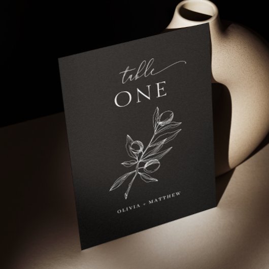Black Olive Wedding | Elegant Italiaans schrift Kaart