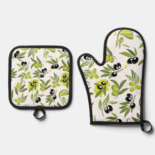 Black Olives Ovenwant & Pannenlap Set (Voorkant)