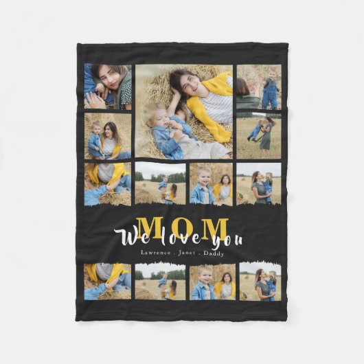 Black oma Ma Fotocollage moederdag Flee Fleece Deken (Voorkant)