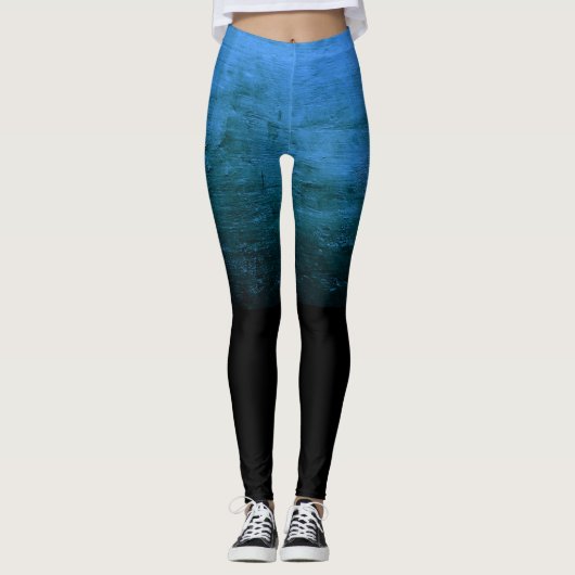 Black Ombré Distressed Texture - Blue Leggings (Voorkant)