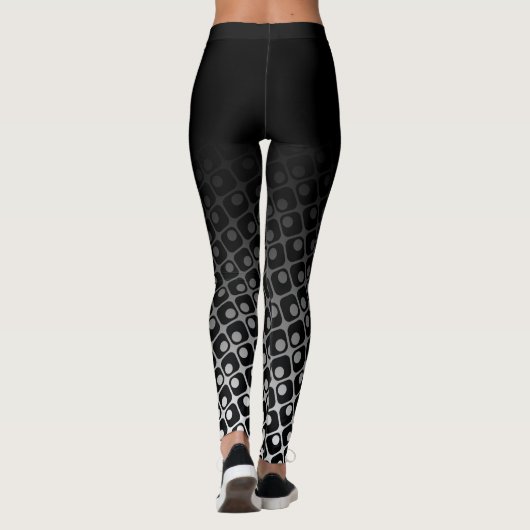 Black Ombre met Retro Black en White Rond Square Leggings (Achterkant)