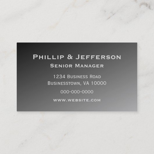 Black Ombre Modern Professional Visitekaartje (Achterkant)