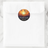 Black Ombre Oranje Sunset Photo Wedding Ronde Sticker (Tas)