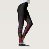 Black Ombre over kleurrijke lijn en cirkel Abstrac Leggings (Rechts)