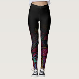 Black Ombre over kleurrijke lijn en cirkel Abstrac Leggings