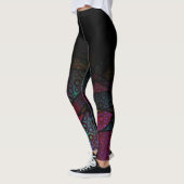 Black Ombre over kleurrijke lijn en cirkel Abstrac Leggings (Links)
