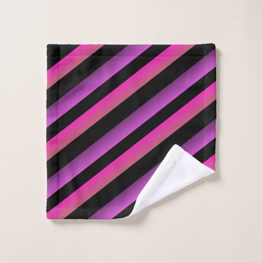 Black Ombre Rainbow Stripes Hot Pink Paars Bad Handdoek (Wasdoekje)