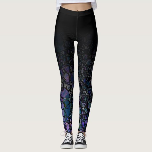 Black Ombre w/Blue Black Paars Messcles Leggings (Voorkant)