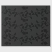Black on Black Floral Leafy Vine Elegant Cadeaupapier (Vlak)