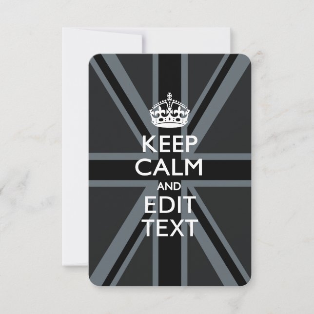 Black on Black Keep Calm en Jouw tekst Union Jack (Voorkant)