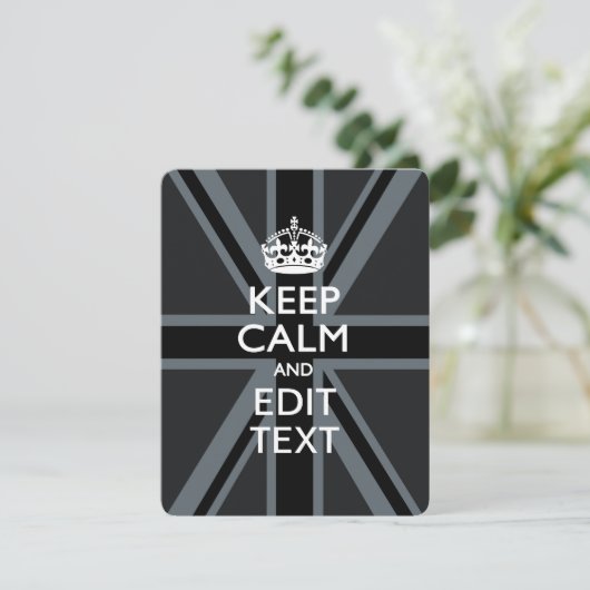 Black on Black Keep Calm en Jouw tekst Union Jack (Staand voorkant)