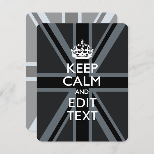 Black on Black Keep Calm en Jouw tekst Union Jack (Voorkant / Achterkant)
