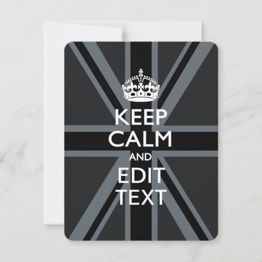 Black on Black Keep Calm en Jouw tekst Union Jack (Voorkant)