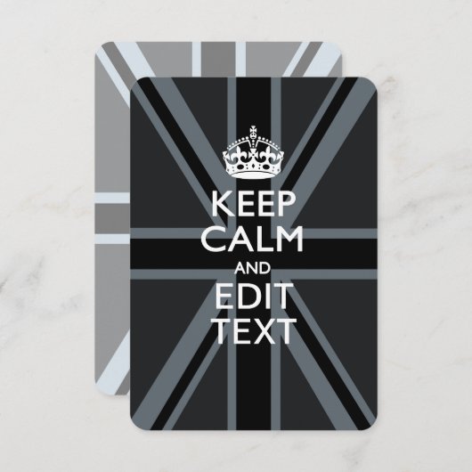 Black on Black Keep Calm en Jouw tekst Union Jack (Voorkant / Achterkant)