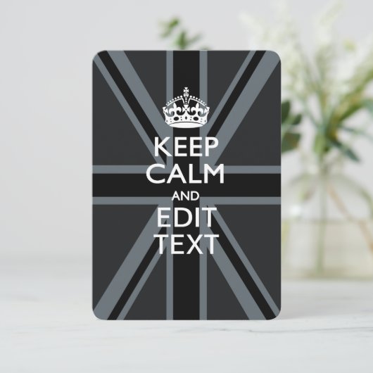 Black on Black Keep Calm en Jouw tekst Union Jack (Staand voorkant)
