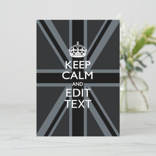 Black on Black Keep Calm en Jouw tekst Union Jack (Staand voorkant)
