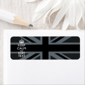 Black on Black Keep Calm en Jouw tekst Union Jack Etiket (Insitu)