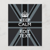 Black on Black Keep Calm en Jouw tekst Union Jack Flyer (Voorkant)