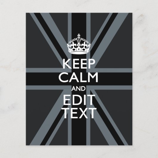 Black on Black Keep Calm en Jouw tekst Union Jack Flyer (Voorkant)