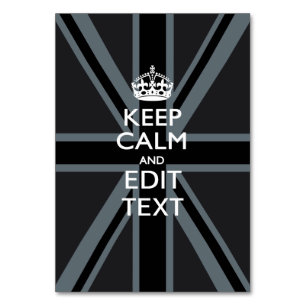 Black on Black Keep Calm en Jouw tekst Union Jack Kaart