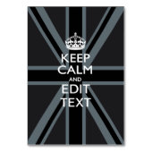Black on Black Keep Calm en Jouw tekst Union Jack Kaart (Voorkant)
