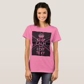 Black on Black Keep Calm en Jouw tekst Union Jack T-shirt (Voorkant volledig)