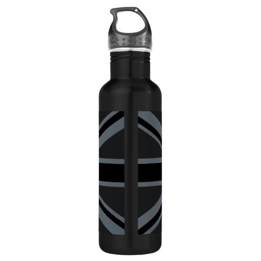 Black on Black Keep Calm en Jouw tekst Union Jack Waterfles (Achterkant)