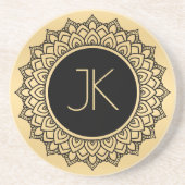 Black On Gold  Circle Mandala Zandsteen Onderzetter (Voorkant)
