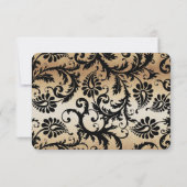Black on Gold Damask Swirls Wedding RSVP (Achterkant)