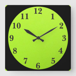 Black On Lime Green Vierkante Klok