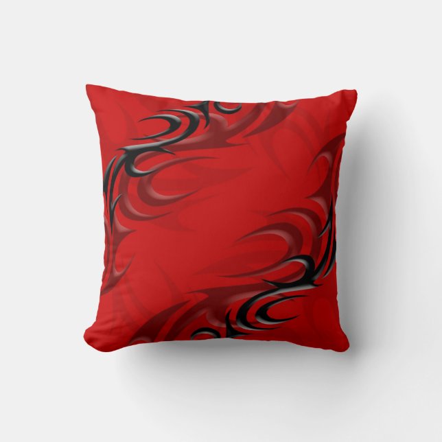 Black on Red "Smoke" Pillow Kussen (Voorkant)