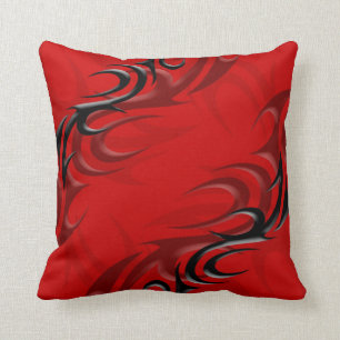 Black on Red "Smoke" Pillow Kussen
