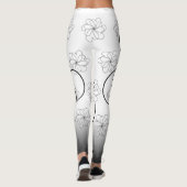 Black on White Chic hart S flower Pattern Leggings (Achterkant)