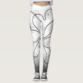 Black on White Chic hart S flower Pattern Leggings (Voorkant)